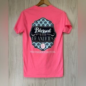 Southern Couture Small Pink Graphic T Shirt “Blessed with Grandkids” EUC